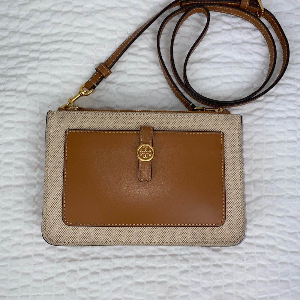Tory Burch canvas & leather crossbody purse